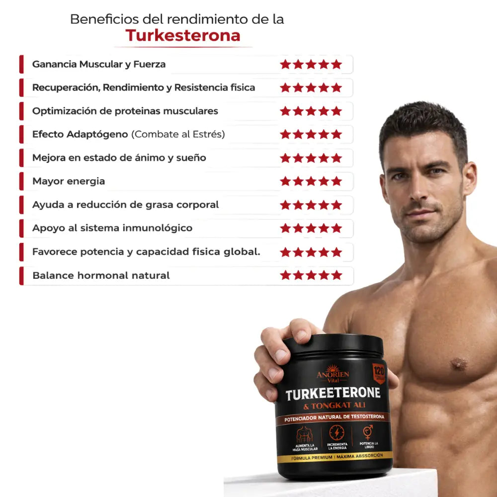 Turkesterone - Fórmula Premium para Resistencia, Fuerza y Vitalidad (120 Cápsulas)