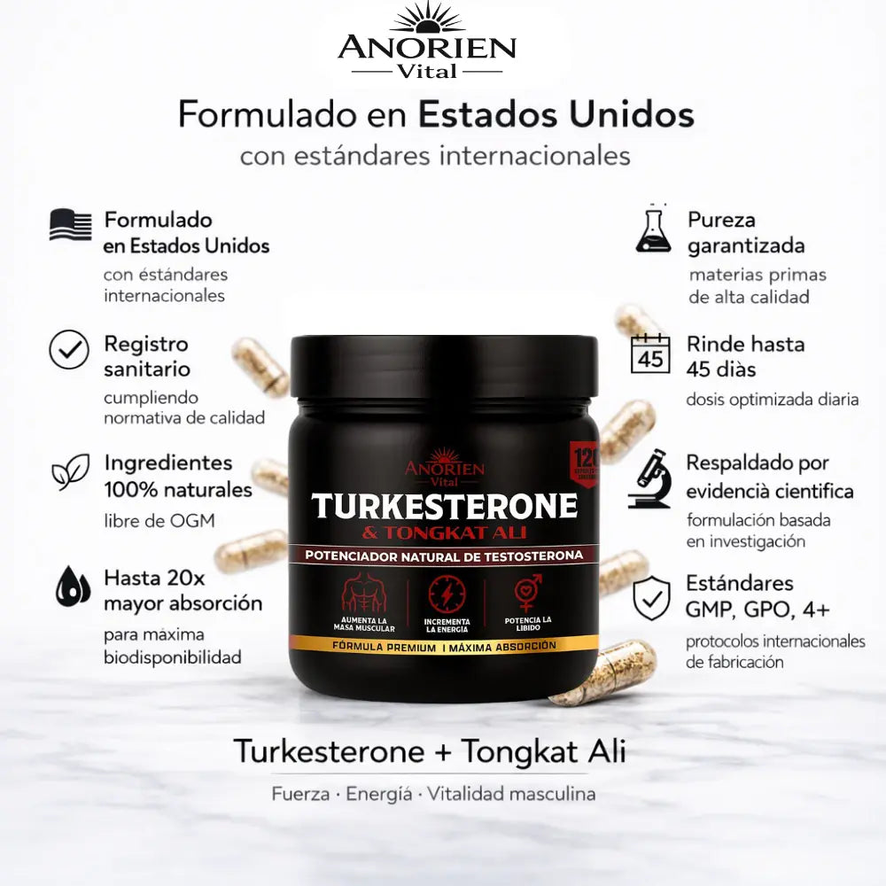 Turkesterone - Fórmula Premium para Resistencia, Fuerza y Vitalidad (120 Cápsulas)